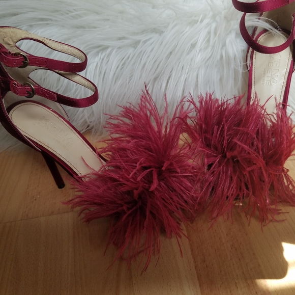 Kirna Zabete Shoes - SeductiVictoria secret Red Satin and boa feathers